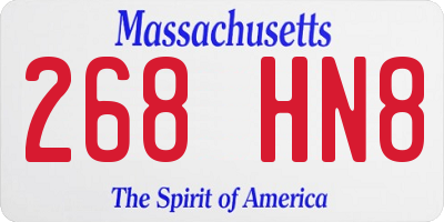 MA license plate 268HN8