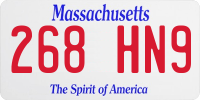 MA license plate 268HN9