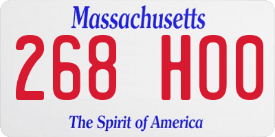 MA license plate 268HO0