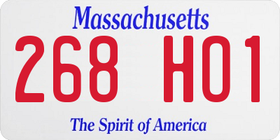 MA license plate 268HO1