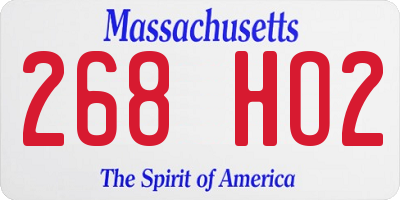 MA license plate 268HO2