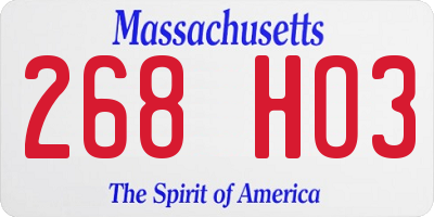 MA license plate 268HO3