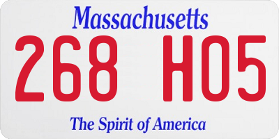MA license plate 268HO5