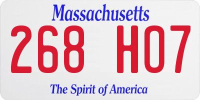 MA license plate 268HO7