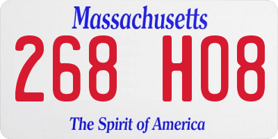 MA license plate 268HO8