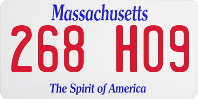 MA license plate 268HO9