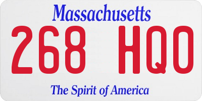 MA license plate 268HQ0