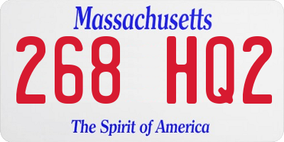 MA license plate 268HQ2