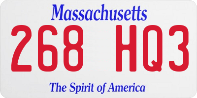 MA license plate 268HQ3