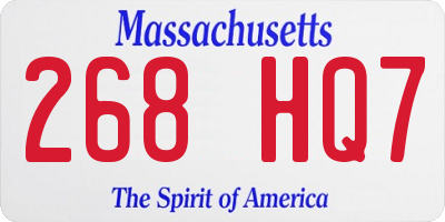 MA license plate 268HQ7