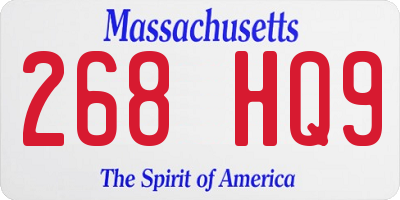 MA license plate 268HQ9