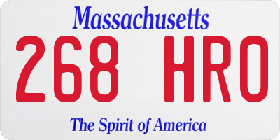 MA license plate 268HR0