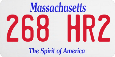 MA license plate 268HR2