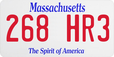 MA license plate 268HR3