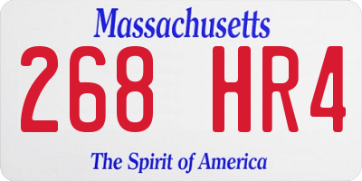 MA license plate 268HR4