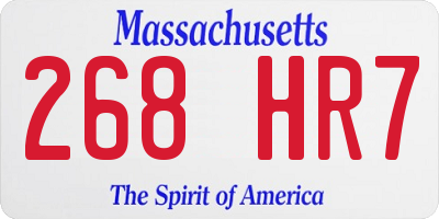 MA license plate 268HR7