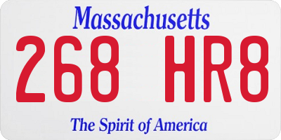 MA license plate 268HR8
