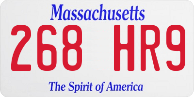 MA license plate 268HR9