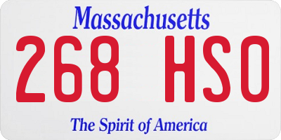 MA license plate 268HS0