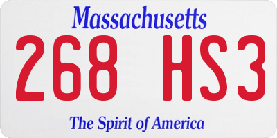 MA license plate 268HS3