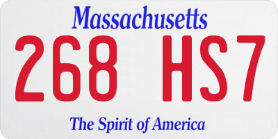 MA license plate 268HS7