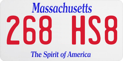 MA license plate 268HS8