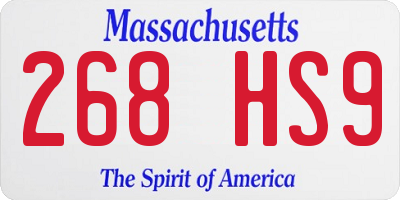 MA license plate 268HS9