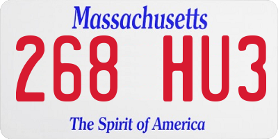 MA license plate 268HU3