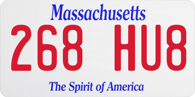 MA license plate 268HU8