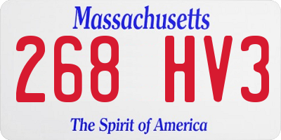 MA license plate 268HV3