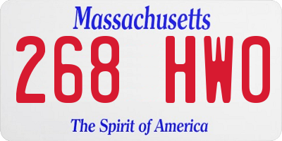MA license plate 268HW0