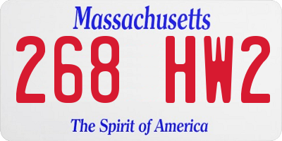 MA license plate 268HW2