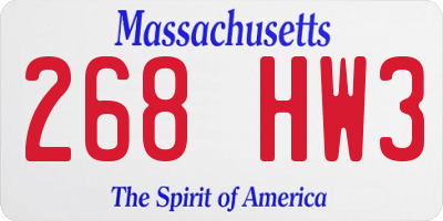 MA license plate 268HW3