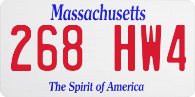 MA license plate 268HW4