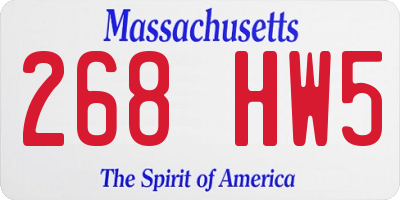MA license plate 268HW5