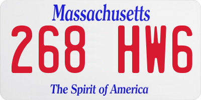 MA license plate 268HW6
