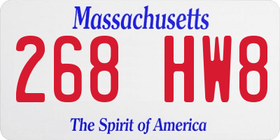 MA license plate 268HW8