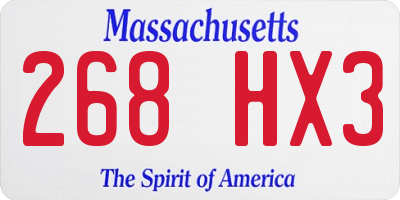 MA license plate 268HX3