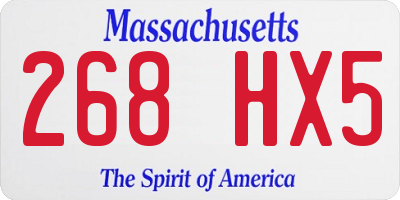 MA license plate 268HX5