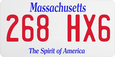 MA license plate 268HX6