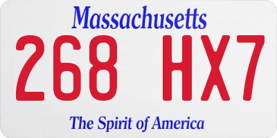 MA license plate 268HX7