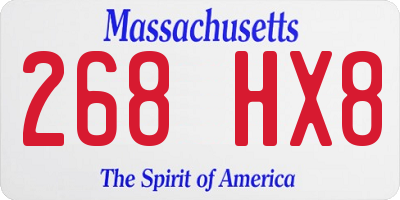 MA license plate 268HX8