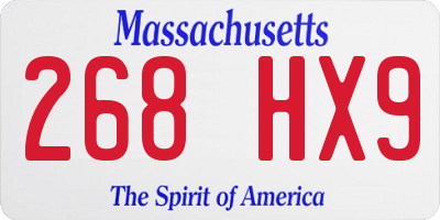 MA license plate 268HX9