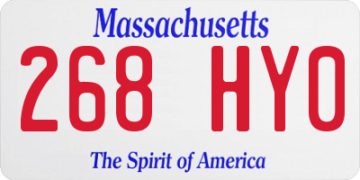 MA license plate 268HY0
