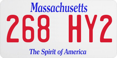 MA license plate 268HY2