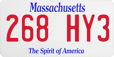 MA license plate 268HY3