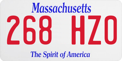 MA license plate 268HZ0