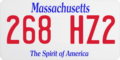 MA license plate 268HZ2