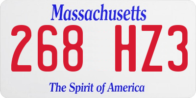 MA license plate 268HZ3