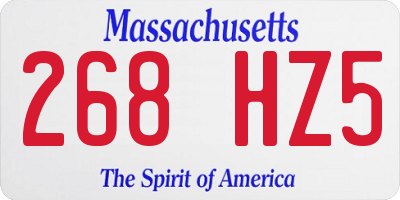 MA license plate 268HZ5